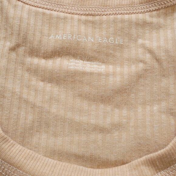 American Eagle Oversized Short Sleeve Rib Knit Golden Orange Tunic Top Women S - Picture 5 of 7